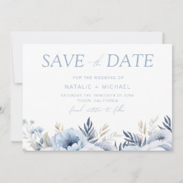 Goddelijk Stofblauw Bloemachtig Huwelijk Save The Date