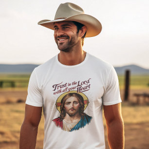 Goddelijk Vertrouwen: Jezus die het geloof aanmoed T-shirt