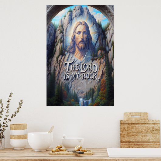 Goddelijke aanwezigheid tussen de bergen poster (Keuken)