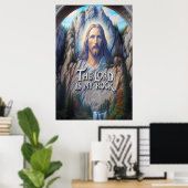 Goddelijke aanwezigheid tussen de bergen poster (Thuiskantoor)