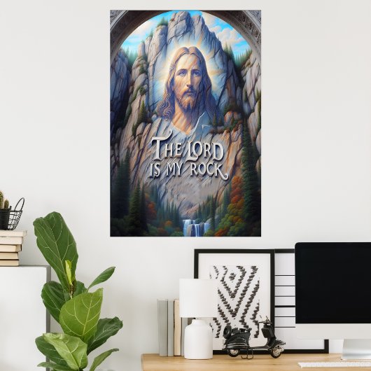 Goddelijke aanwezigheid tussen de bergen poster (Thuiskantoor)