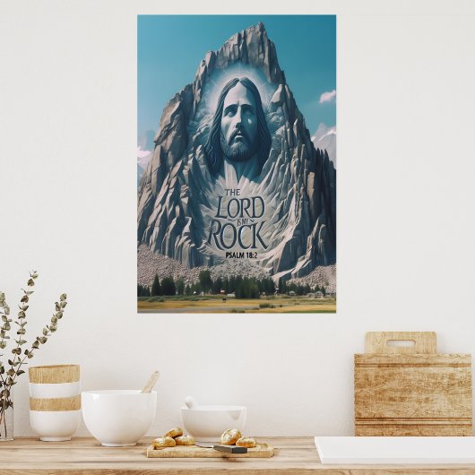 Goddelijke aanwezigheid tussen de bergen poster (Keuken)