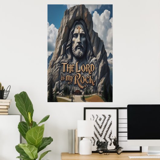 Goddelijke aanwezigheid tussen de bergen poster (Thuiskantoor)