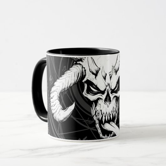 Goddelijke Arcane Schedel van de Dood Zwart Mok (Voorkant links)