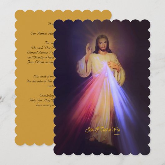Goddelijke barmhartigheid goud met gebed in de kap feestdagenkaart (Voorkant / Achterkant)