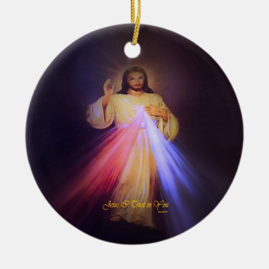 Goddelijke barmhartigheid goud met gebed in de kap keramisch ornament (Voorkant)