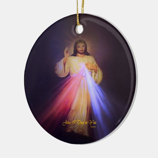 Goddelijke barmhartigheid goud met gebed in de kap keramisch ornament (Links)