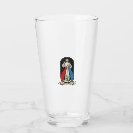 Goddelijke Barmhartigheid Jezus Vintage Glas (Voorkant)