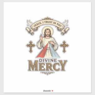 Goddelijke Barmhartigheid Jezus Vintage Gravure Re Sticker