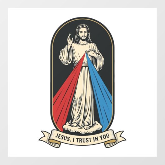 Goddelijke Barmhartigheid Jezus Vintage Raamsticker (Vel)