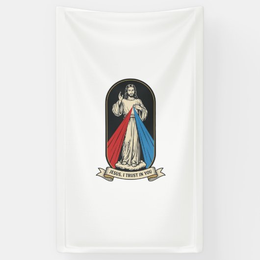 Goddelijke Barmhartigheid Jezus Vintage Spandoek (Verticaal)