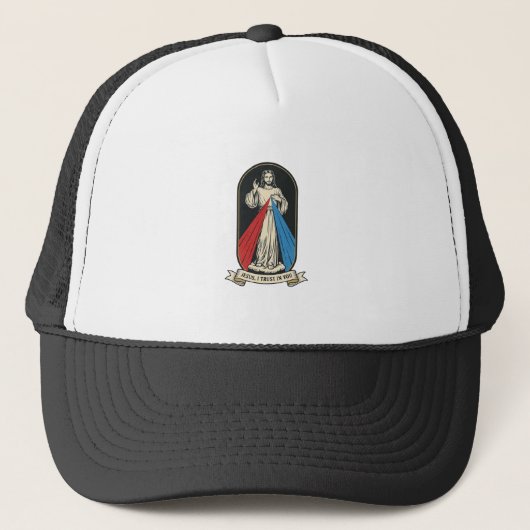 Goddelijke Barmhartigheid Jezus Vintage Trucker Pet (Voorkant)