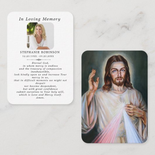Goddelijke barmhartigheid Katholiek Jezus begrafen Visitekaartje (Voorkant / Achterkant)