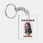 Goddelijke begeleiding: zoeken, luisteren, gehoorz sleutelhanger (Voorkant Links)