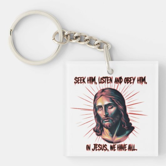 Goddelijke begeleiding: zoeken, luisteren, gehoorz sleutelhanger (Voorkant)