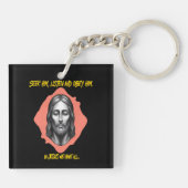 Goddelijke begeleiding: zoeken, luisteren, gehoorz sleutelhanger (Achterkant)