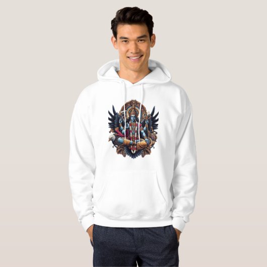 Goddelijke Beschermer: Vishnu en Garuda Hoodie (Voorkant volledig)