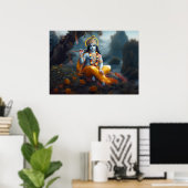 Goddelijke Blauwe Heer Krishna Kunst Poster (Thuiskantoor)