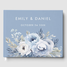 Goddelijke Blauwe Prachtige Bloemen Bruiloft Gastenboek