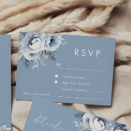 Goddelijke Blauwe Prachtige Bloemen Bruiloft RSVP Kaartje