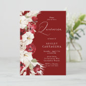 Goddelijke Bloei Prachtige Rode Witte Bloemen Quin Kaart (Staand voorkant)