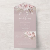 Goddelijke Blush Bloemen Bruiloft All In One Uitnodiging (Binnen)