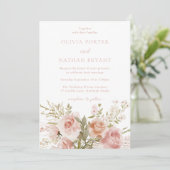 Goddelijke Blush Roos Boeket Botanische Trouwdag Kaart (Staand voorkant)