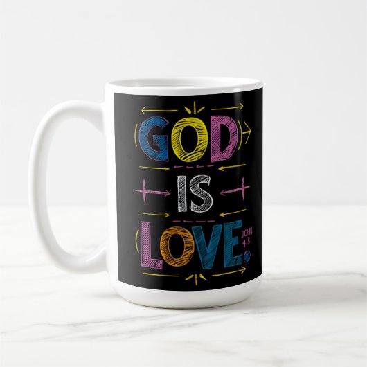 Goddelijke boodschap: God is liefdespijlen Koffiemok (Links)