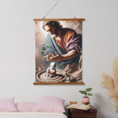 Goddelijke Creatie Wandtapijt met houten toppen Hangend Wandkleed (Slaapkamer)