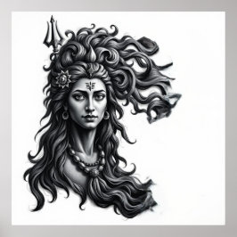 Goddelijke Dans: Shiva Charcoal Art Poster