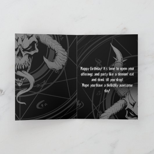 Goddelijke doodskop Zwarte Verjaardag Kaart (Binnen)