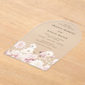 Goddelijke Elegante Blush & White Bloemen Huwelijk Acryl Uitnodigingen (Laagn)