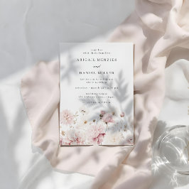 Goddelijke Elegante Blush & White Bloemen Huwelijk Kaart