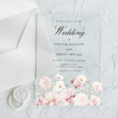 Goddelijke Elegantie: Blush Garden Floral Wedding Acryl Uitnodigingen