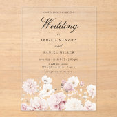 Goddelijke Elegantie: Blush Garden Floral Wedding Acryl Uitnodigingen (Voorkant)