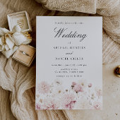 Goddelijke Elegantie: Blush Garden Floral Wedding Kaart