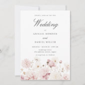 Goddelijke Elegantie: Blush Garden Floral Wedding Kaart (Voorkant)