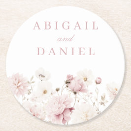 Goddelijke Elegantie: Blush Garden Floral Wedding Ronde Kartonnen Onderzetter
