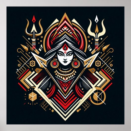 Goddelijke energie - Abstracte Durga | Fraoula Poster (Voorkant)