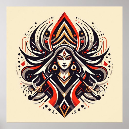 Goddelijke energie - Abstracte Durga | Fraoula Poster (Voorkant)