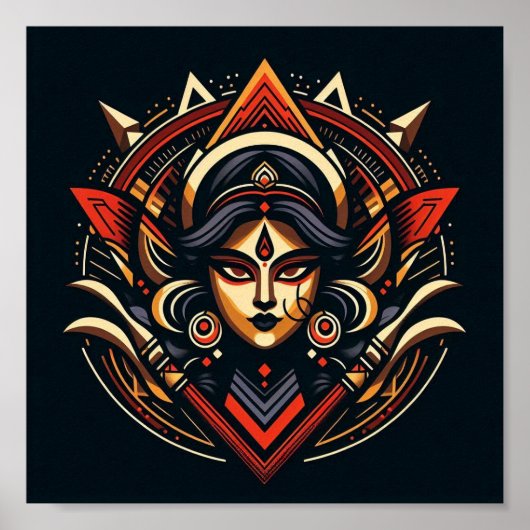 Goddelijke energie - Abstracte Durga Poster (Voorkant)