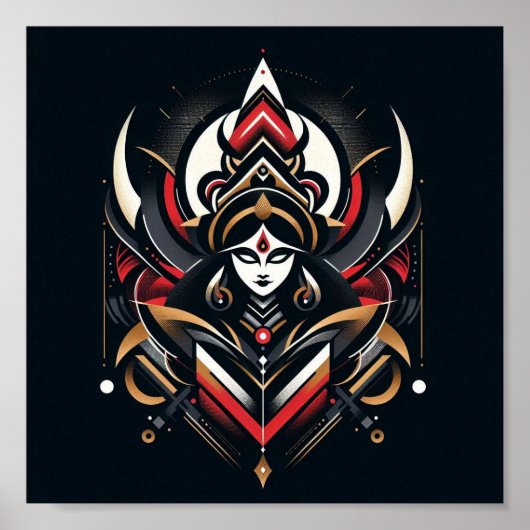 Goddelijke energie - Abstracte Durga Poster (Voorkant)