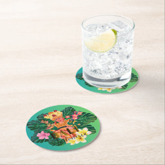 Goddelijke Genade: Balinese Godin Danser Onderzett Ronde Kartonnen Onderzetter