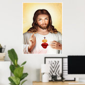 Goddelijke genade van Jezus Heilig Hart Poster (Thuiskantoor)