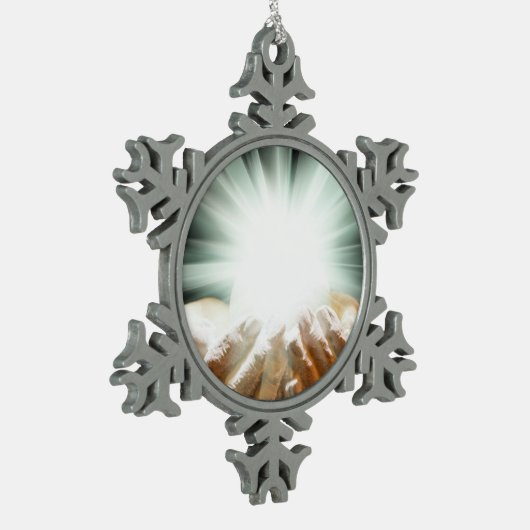 Goddelijke genezing God, vrede, liefde, reiki, ene Tin Sneeuwvlok Ornament (Links)