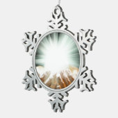 Goddelijke genezing God, vrede, liefde, reiki, ene Tin Sneeuwvlok Ornament (Rechts)