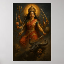 Goddelijke Godin Durga | Kosmische Strijder van Li Poster