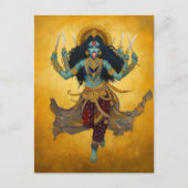 Goddelijke Godin Kali Surreal Goud Blauw Rood Kuns Briefkaart (Voorkant)