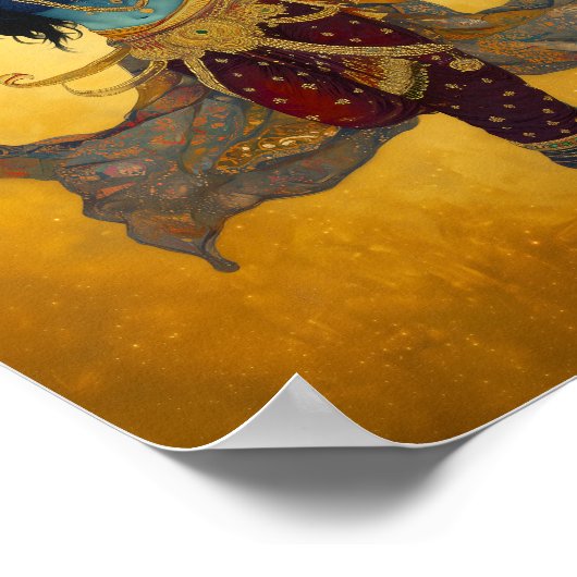 Goddelijke Godin Kali Surreal Goud Blauw Rood Kuns Poster (Hoek)