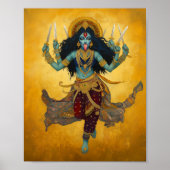Goddelijke Godin Kali Surreal Goud Blauw Rood Kuns Poster (Voorkant)